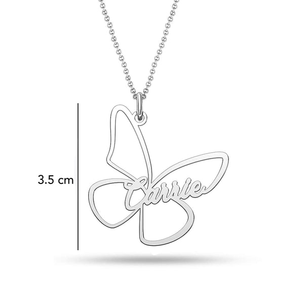 Personalised 925 Sterling Silver Butterfly Monique Name Pendant Necklace for Women Teen