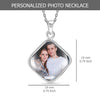 925 Sterling Silver Personalised Photo Double Sided Picture Square Shape Transparent Resin Pendant Necklace for Teen Women