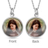 925 Sterling Silver Personalised Photo Double Sided Picture Round Shape Transparent Resin Pendant Necklace for Teen Women