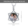 925 Sterling Silver Personalised Round Star Shape Photo Custom Double Sided Picture Transparent Resin Pendant Necklace with Personalised Message BOX for Teen Women