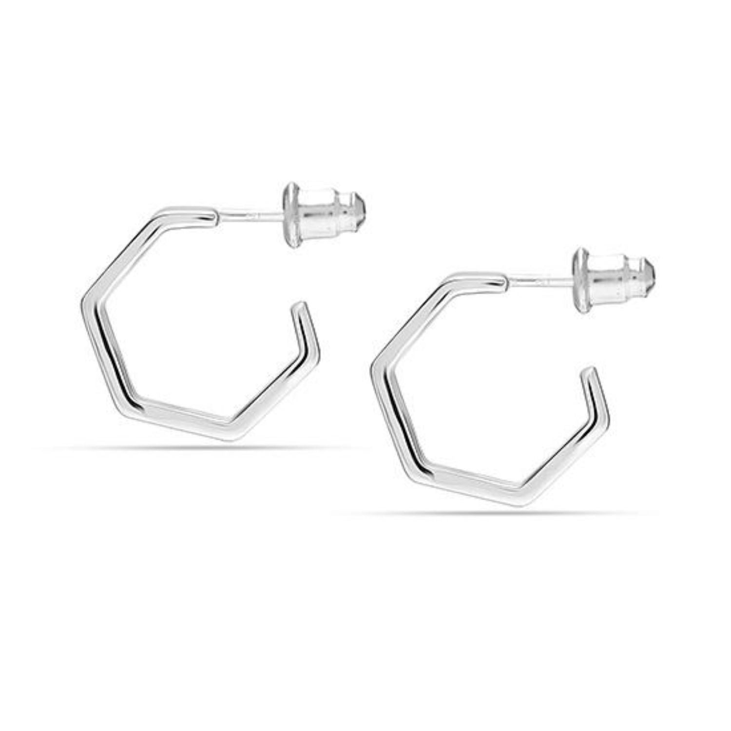 925 Sterling Silver Triple Geometric Post Split Huggie Half C Hoop Earrings for Women Teen