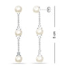 925 Sterling Silver Triple Pearl Drop Dangle Stud Earrings for Women Teen