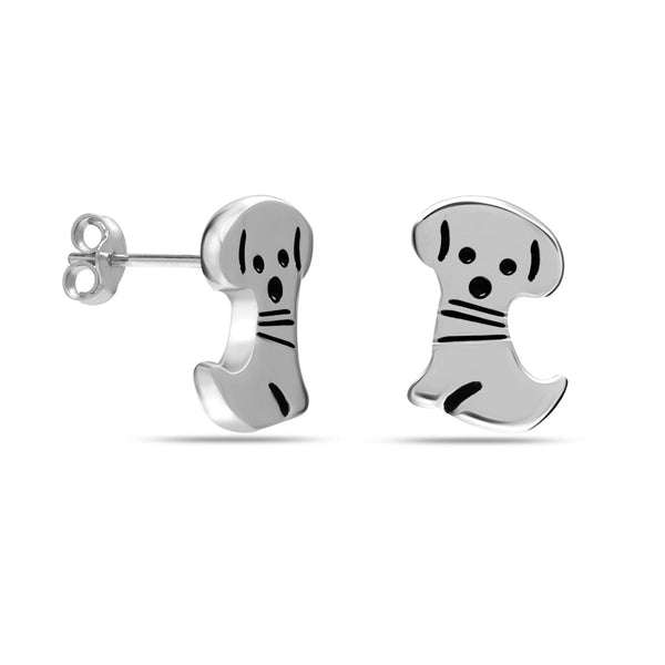 925 Sterling Silver Puppy Small Stud Earrings for Women Teen Girls