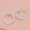 925 Steling Silver Open Circle Shape Drop Studs with Cubic Zirconia Earrings for Women