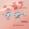 925 Sterling Silver Rhodium Plated Cubic Zirconia Heart Shape Small Screw Back Stud Earrings for Kids and Girls