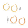 925 Sterling Silver Set of 2 Pairs Chunky Thick Clutchless Hoop Earrings for Women and Teen