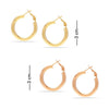 925 Sterling Silver Set of 2 Pairs Chunky Thick Clutchless Hoop Earrings for Women and Teen