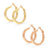 925 Sterling Silver Set of 2 Pairs Chunky Thick Clutchless Hoop Earrings for Women and Teen