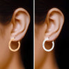 925 Sterling Silver Set of 2 Pairs Chunky Thick Clutchless Hoop Earrings for Women and Teen