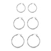 925 Sterling Silver Diamond Cut Hoop Earrings for Women Teen Set of 3 Pairs