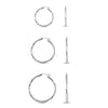 925 Sterling Silver Diamond Cut Hoop Earrings for Women Teen Set of 3 Pairs