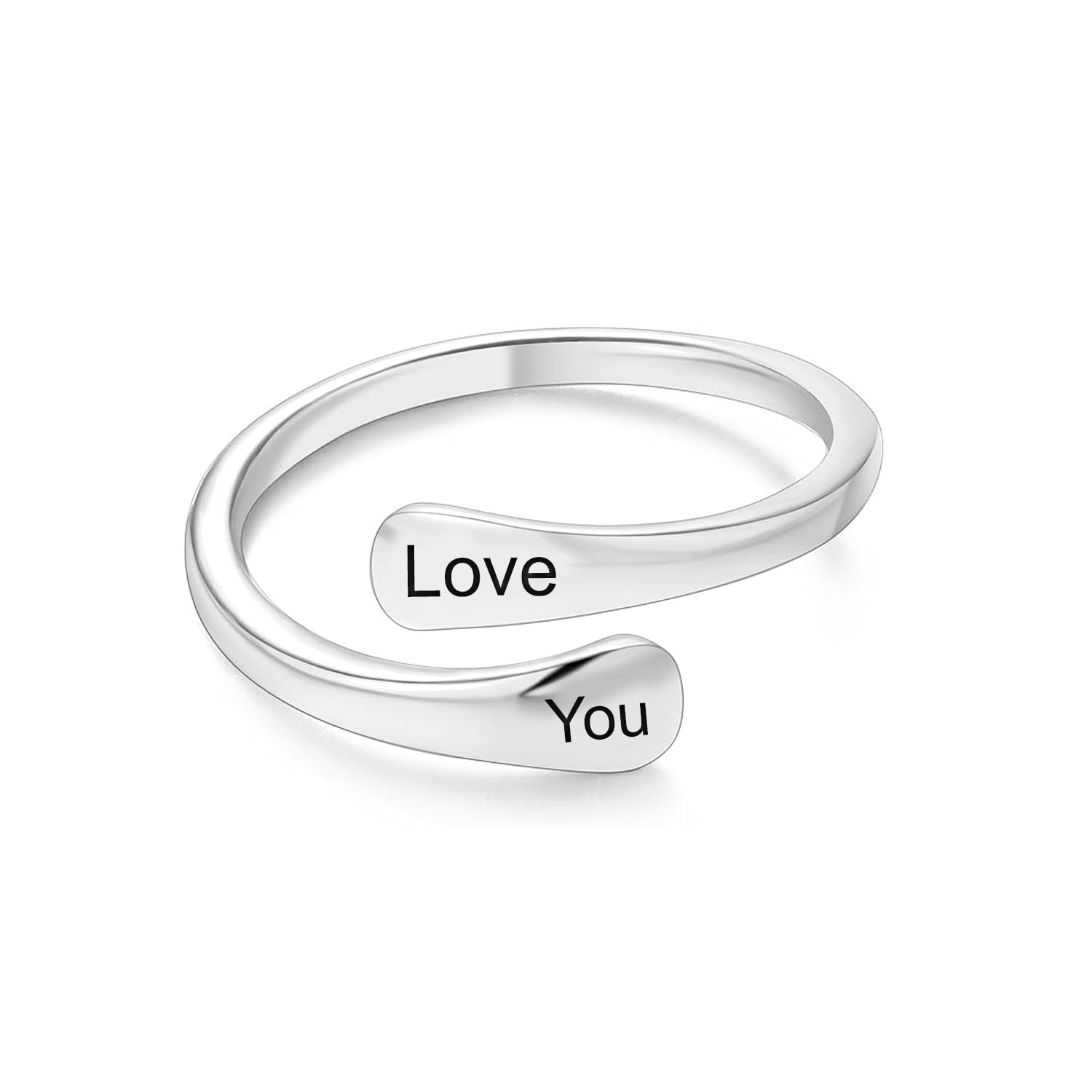 Personalised 925 Sterling Silver Alphabet Initial Dainty Spiral Twisted Love Name Finger Ring for Women and Girls