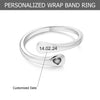 Personalised 925 Sterling Silver Spiral Twist Twisted Heart & Date Finger Ring for Women