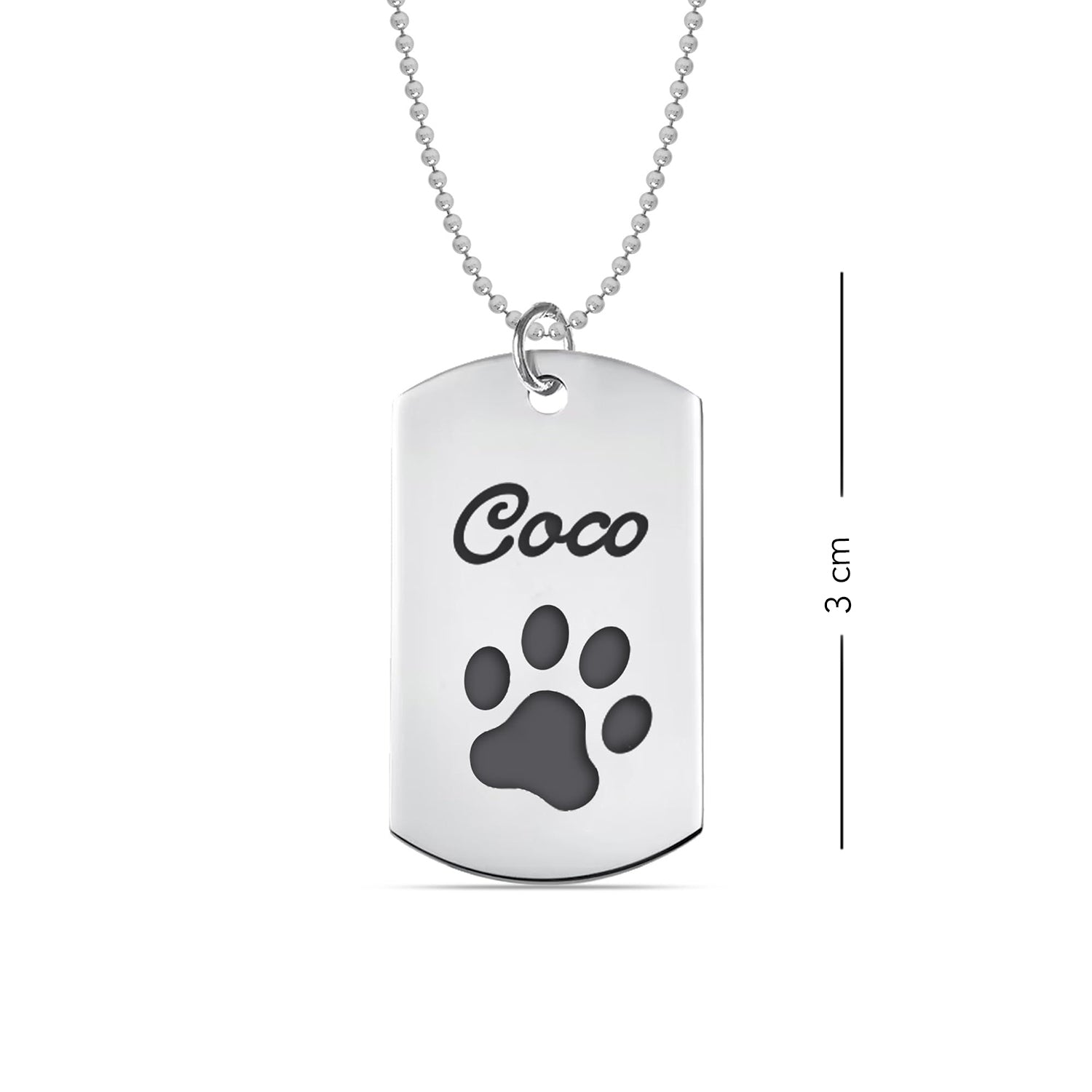 Personalised 925 Sterling Silver Engraved Pets Paw Print Pendant Necklace For Men and Women