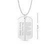 Personalised 925 Sterling Silver Message and Name Textured Finish Dog Tag Pendant Necklace for Men and Women