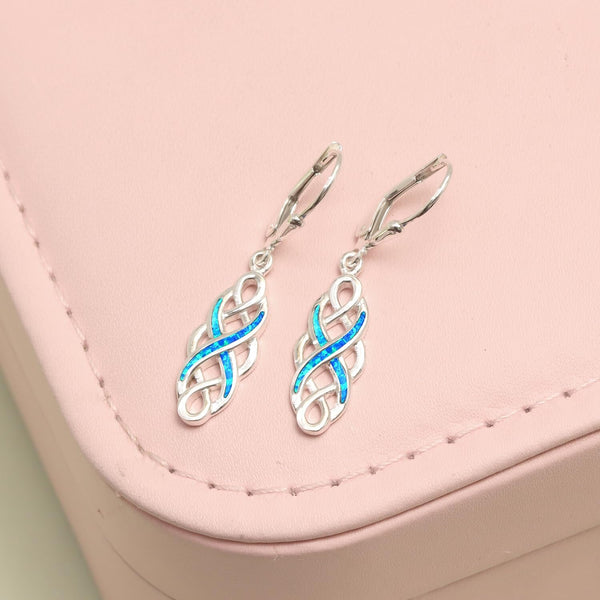 925 Sterling Silver Good Luck Irish Vintage Celtic Knot Leverback Dangles Earrings for Women