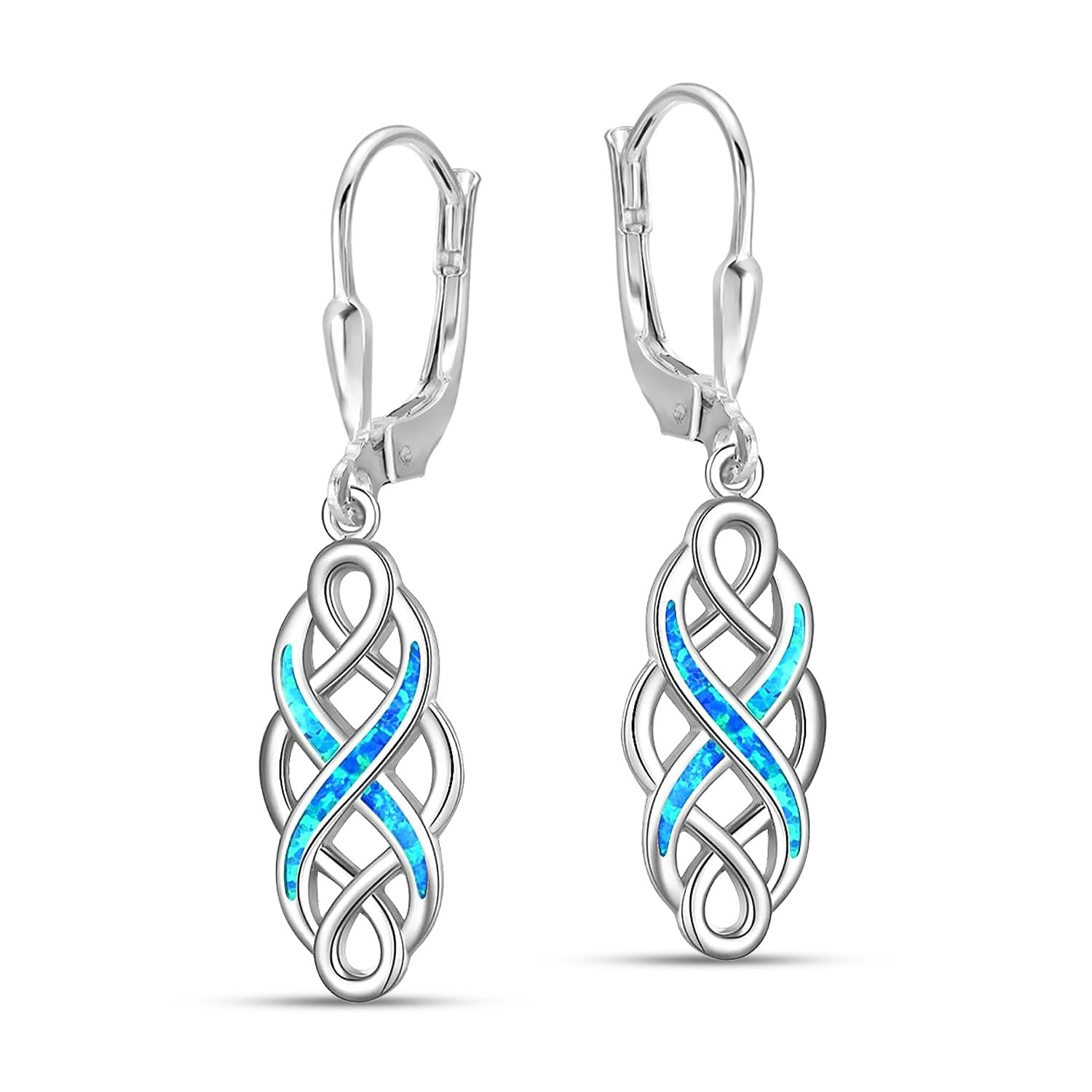 925 Sterling Silver Good Luck Irish Vintage Celtic Knot Leverback Dangles Earrings for Women