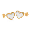 925 Steling Silver 14K Gold-Plated Love White Druzy Heart Shaped Stud Earrings for Women