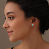 925 Steling Silver Turquoise Bezel Set Round Circle Stud Earrings for Women