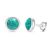 925 Steling Silver Turquoise Bezel Set Round Circle Stud Earrings for Women