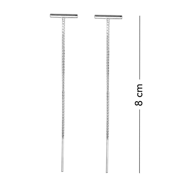 925 Sterling Silver T Bar Box Chain Tassel Drop Dangle Earrings for Women Teen