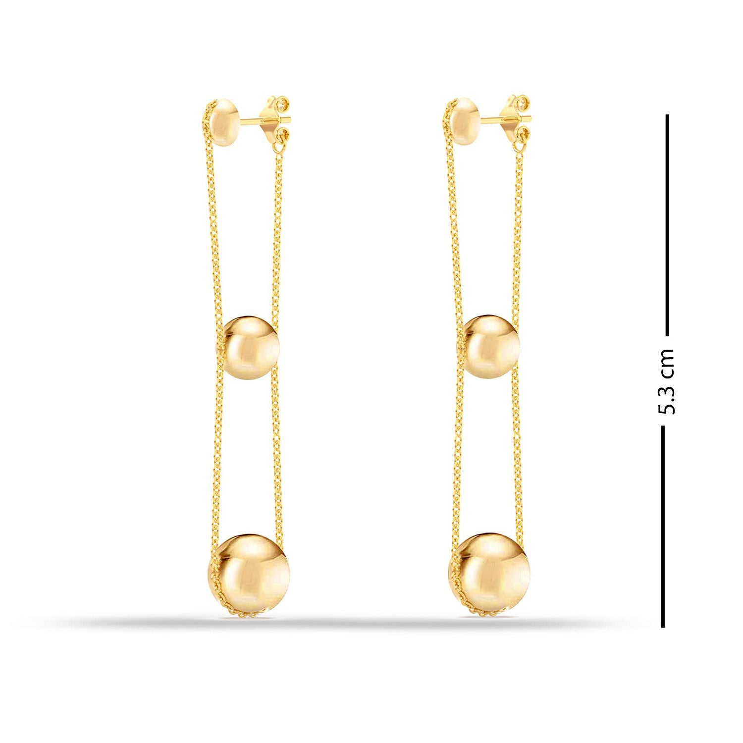 925 Sterling Silver Gold-Plated Yellow Gold Classic Ball Triple Drop Dangle Earrings for Women Teen