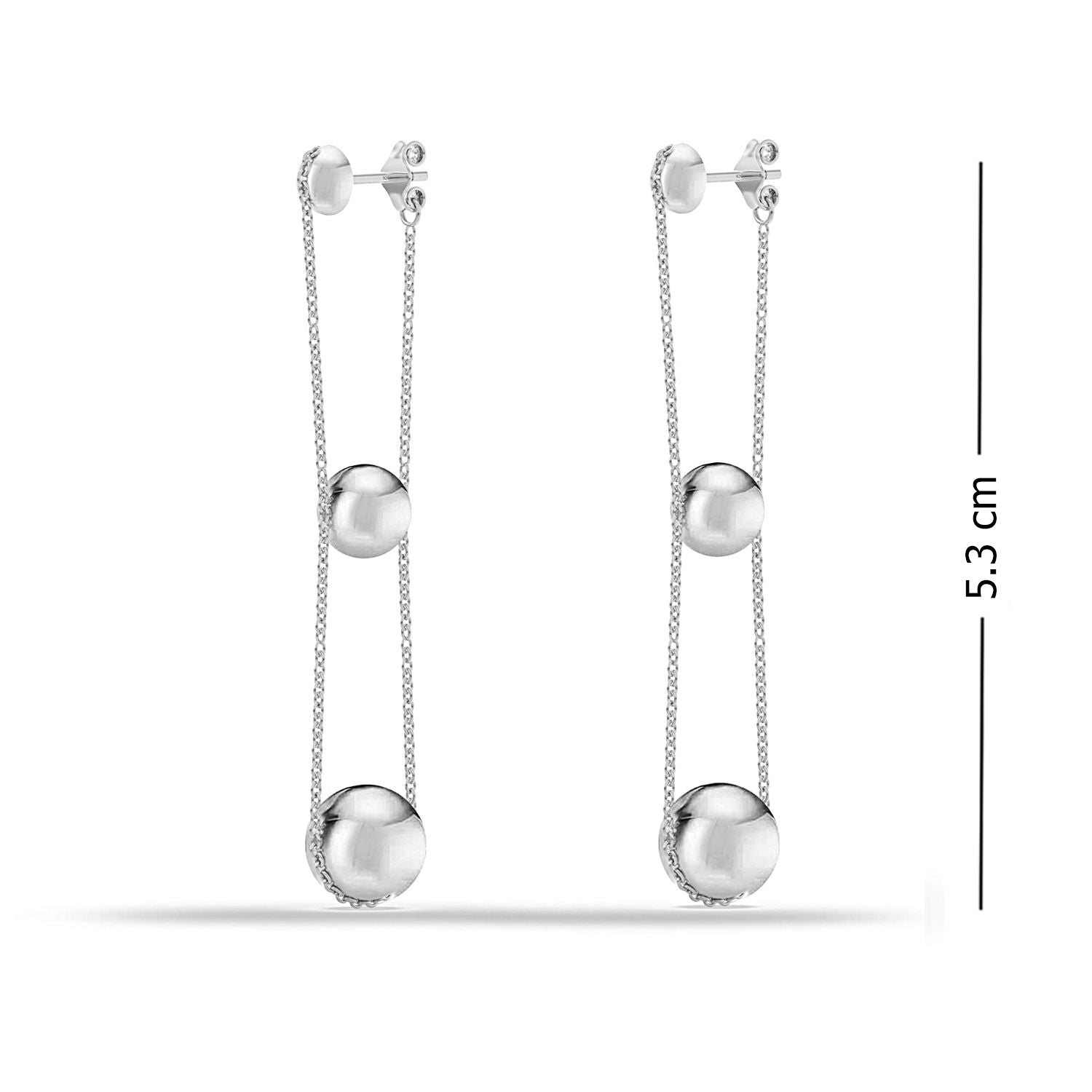 925 Sterling Silver Ball Triple Beaded Drop Dangle Earrings for Women