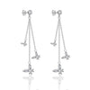 925 Sterling Silver Cubic Zirconia Lightweight Crystal Long Tassel Chain Butterfly Drop Dangle Earrings for Women