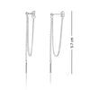 925 Sterling Silver Threader Chain With Bar Drop Dangle Earrings for Women