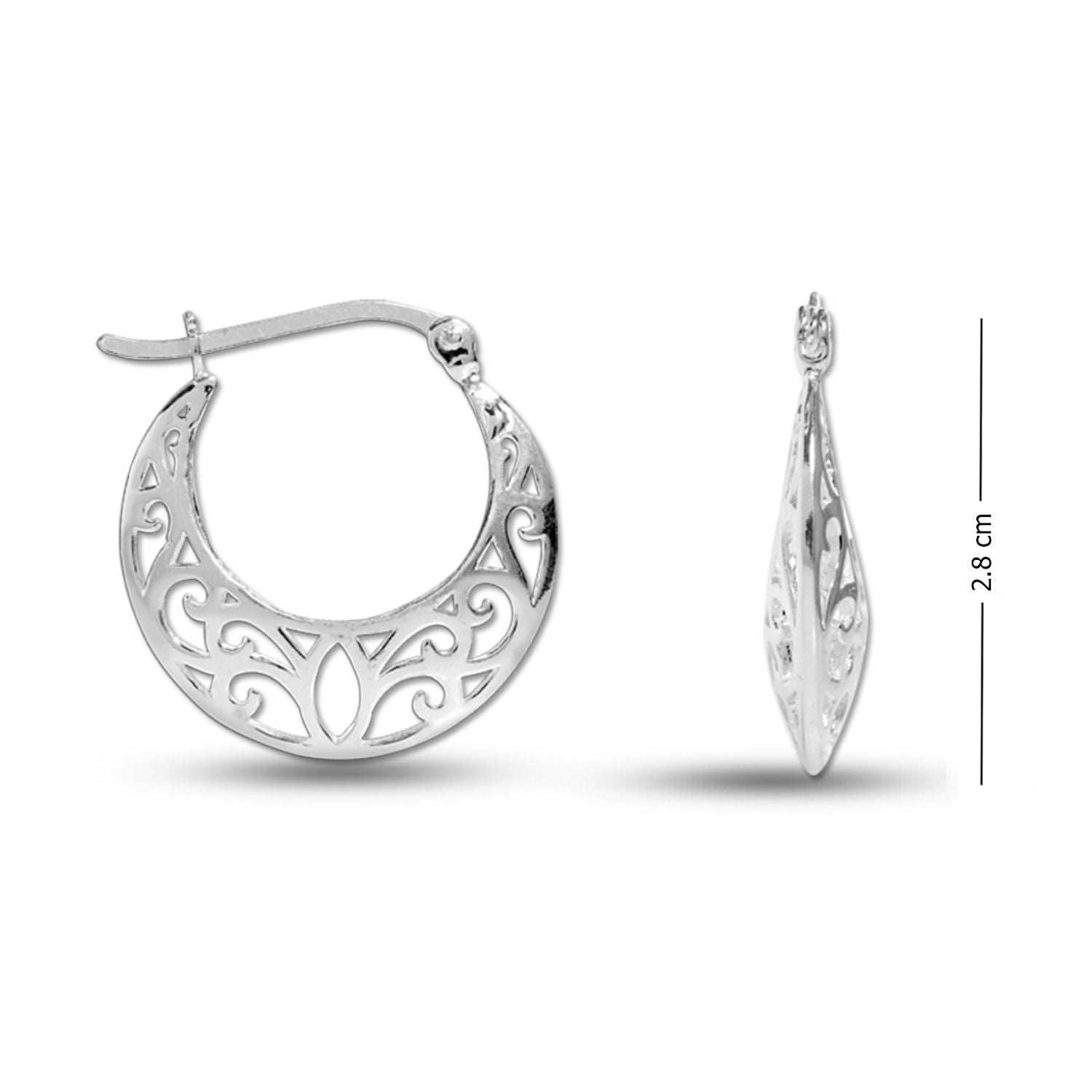 925 Sterling Silver Floral Hoop Earrings for Teen Women