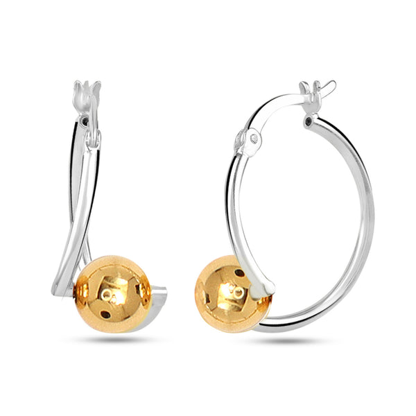 925 Sterling Silver Two Tone Hoop Earrings for Teen Women