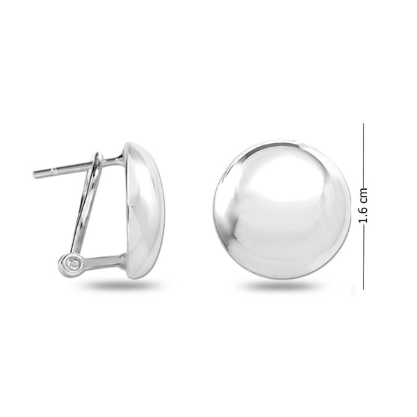 925 Sterling Silver Dome Button Stud Earrings for Women 16 MM