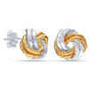 925 Steling Silver Two-Tone Italian Design Interlaced Love-Knot Stud Earrings for Women