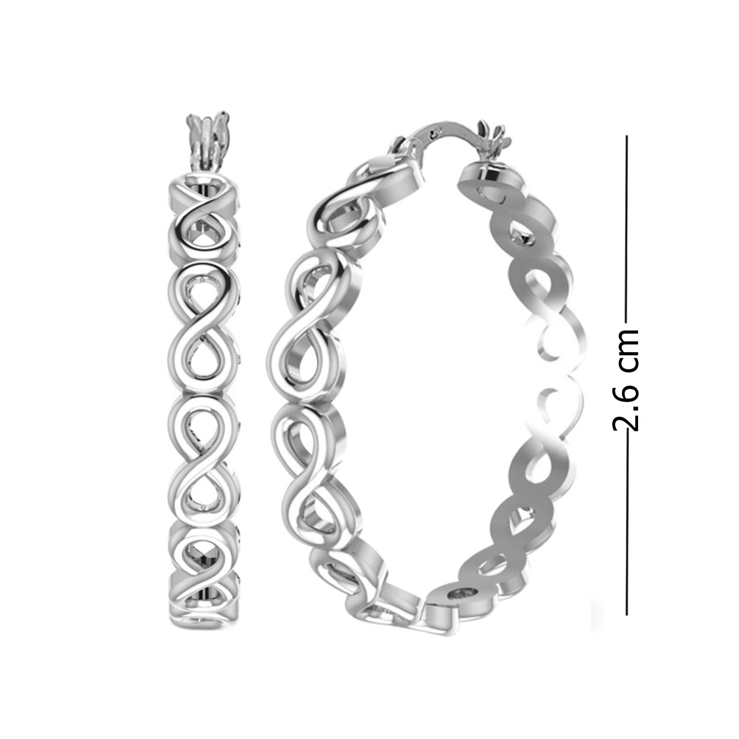 925 Sterling Silver Infinity Love Hoop Earrings for Women