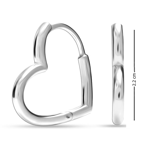 925 Sterling Silver Love Heart Silver Plated Hoop Earrings for Women Girls