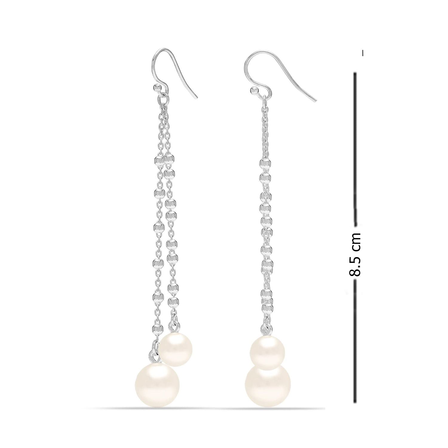 925 Sterling Silver Pearl Threader Tassel Long Chain Drop Dangler Earrings for Women Teen