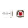 925 Sterling Silver Antique Two-Tone Garnet Stud Earrings for Women Teen