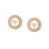 925 Sterling Silver 14K Gold Plated Freshwater Pearl Cubic Zirconia Stud Earrings for Women Teen