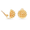 925 Sterling Silver Gold-Plated Caviar Clip On Earrings Non-Pierced Clip-On Stud Earring for Women