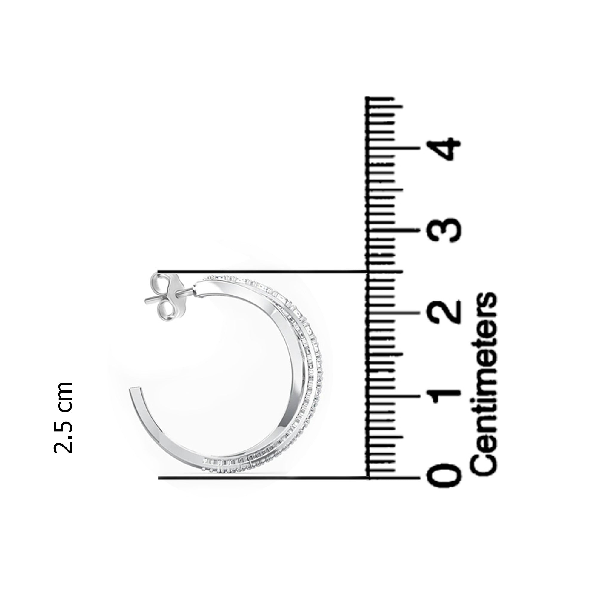 925 Sterling Silver Cubiz Zirconia Twisted Small C Hoop Earrings for Women and Girls