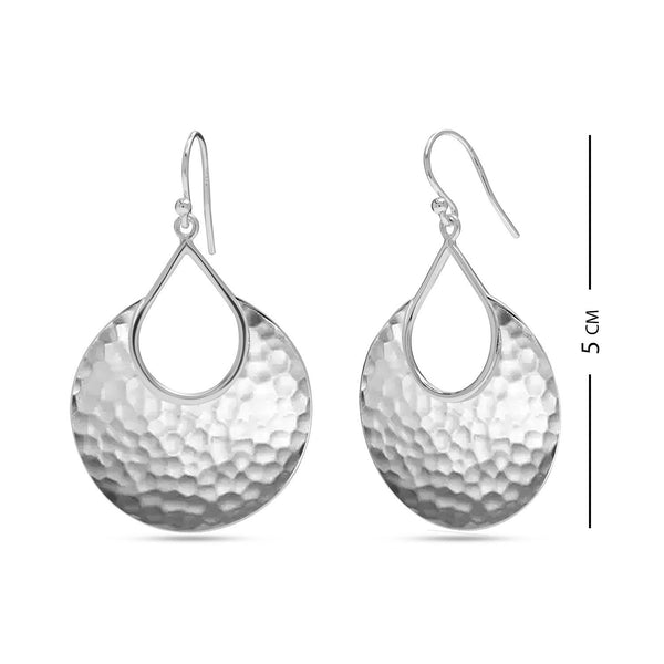 925 Sterling Silver French Wire Handmade Hammered Classic Crescent Dangle Drop Earring for Women