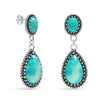 925 Sterling Silver Antique Pear Shaped Gemstone Vintage Inspired Turquoise Teardrop Stud Drop Dangle Earrings for Women