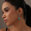 925 Sterling Silver Antique Pear Shaped Gemstone Vintage Inspired Turquoise Teardrop Stud Drop Dangle Earrings for Women