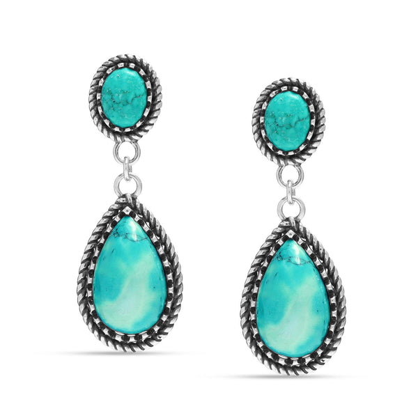 925 Sterling Silver Antique Pear Shaped Gemstone Vintage Inspired Turquoise Teardrop Stud Drop Dangle Earrings for Women