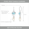 925 Sterling Silver Handmade Gemstone Blue Topaz and Simulated Pearl French Wire Drop Dangle Earrings for Women