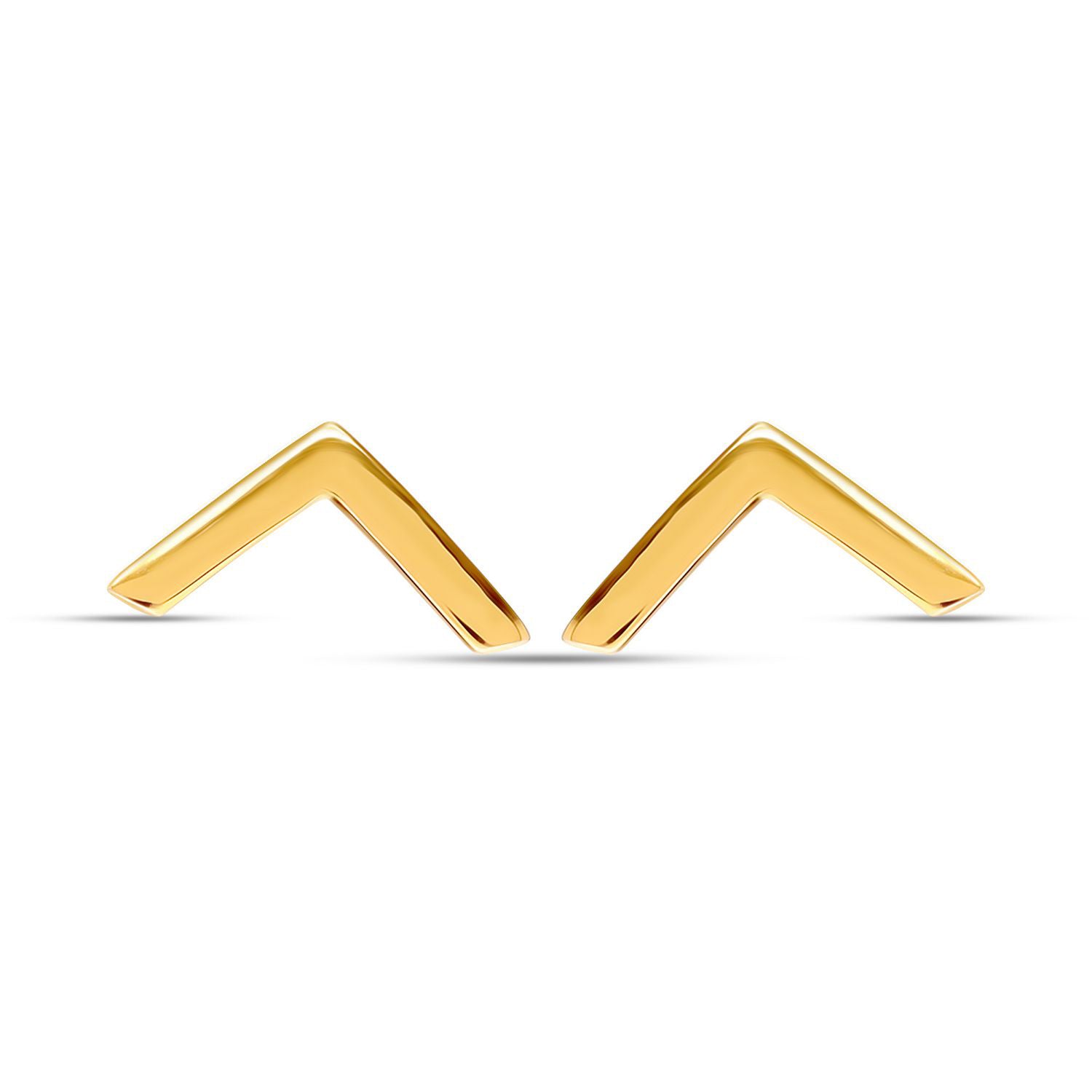 925 Sterling Silver 14K Gold Plated Open Arrow Minimalist Retro V-shaped Chevron Stud Earrings for Teens