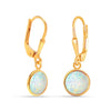 925 Sterling Silve 14K Gold-Plated Round Shaped White Opal Gemstone Drop Dangle Earrings for Women