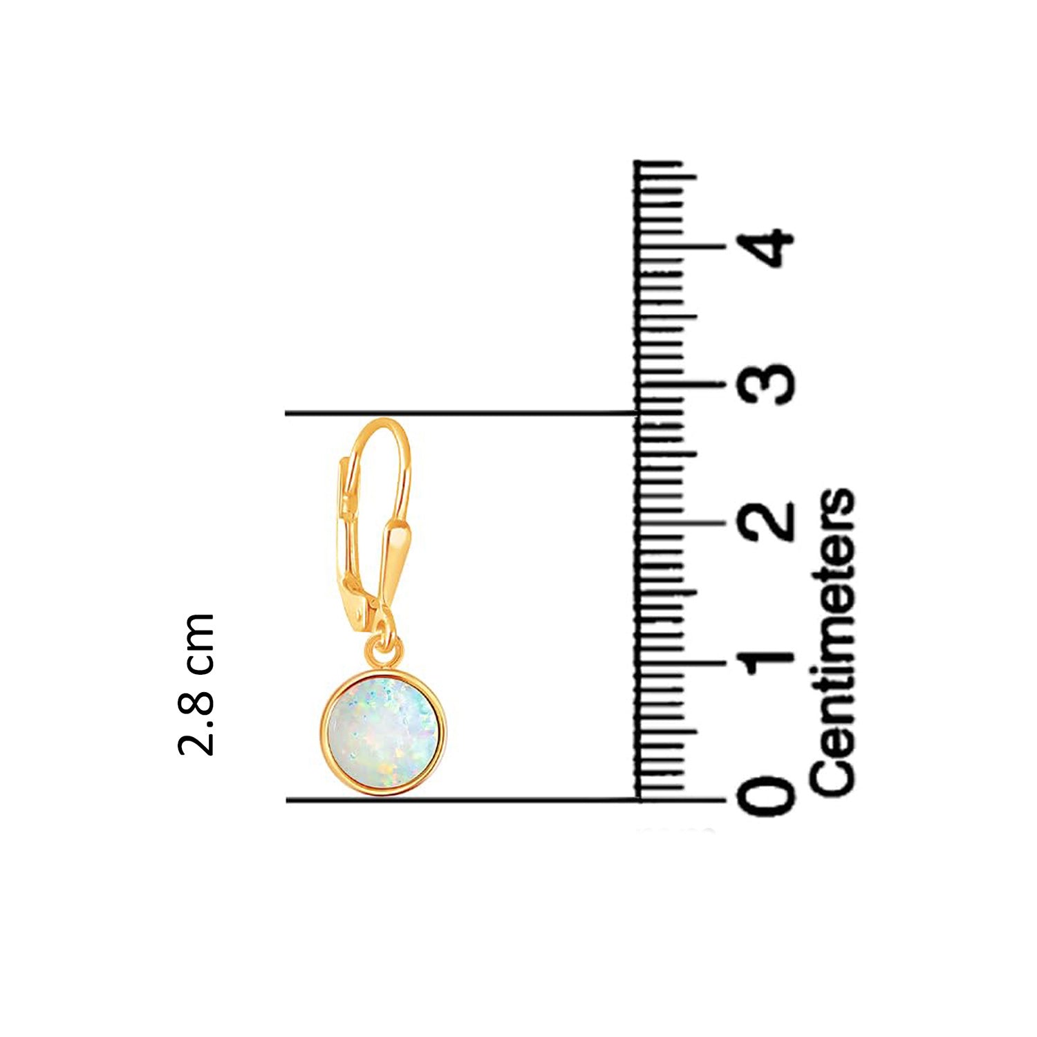 925 Sterling Silve 14K Gold-Plated Round Shaped White Opal Gemstone Drop Dangle Earrings for Women