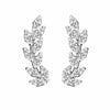 925 Sterling Silver Rhodium Plated Crystal Leaf Ear Climber Crawler Earrings for Women