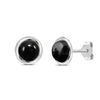 925 Steling Silver Bezel Set Black Onyx Round Stud Earrings for Men